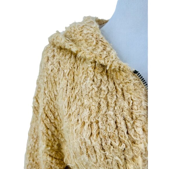 NWOT Free People Cream Beige Cropped Teddy Bear Boho Enchanted Hoodie Jacket - Picture 3 of 16